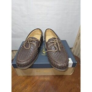 Sperry Gold Cup A/O Woven Boat Shoes Brown Leather STS25052 Men’s 8.5M NIB